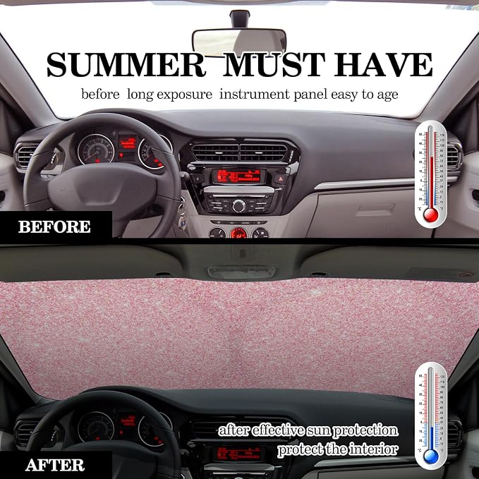 Windshield Sun Shade Foldable Car Front Window Covers for Car Accessories Sun Heat UV Rays Visor Protector Protection for Universal Cars SUV Truck(Pink Sequins)