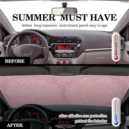 Windshield Sun Shade Foldable Car Front Window Covers for Car Accessories Sun Heat UV Rays Visor Protector Protection for Universal Cars SUV Truck(Pink Sequins)