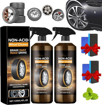 Wheel Cleaner Spray, Wheel and Tire Cleaner, Versatile and Powerful Rust Converter, Turn Filthy Wheels into Instant Shine and Lasting Protection (1, 2Pcs)