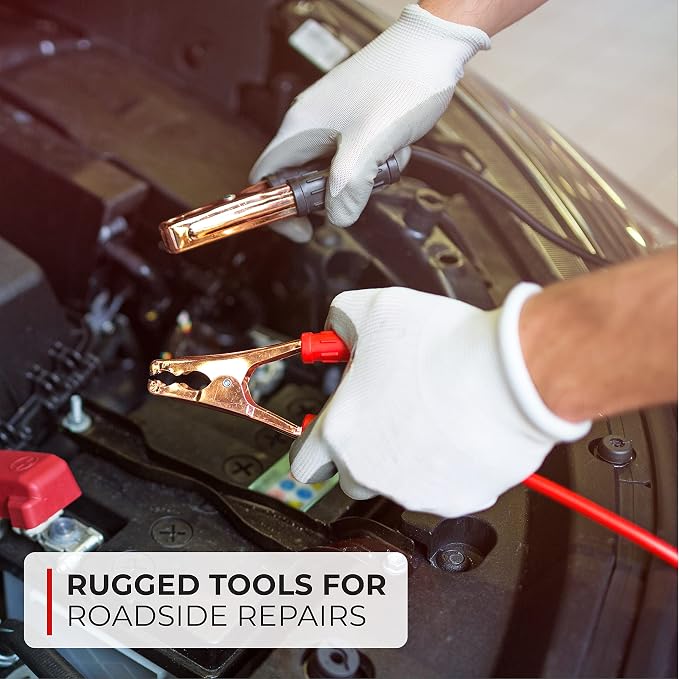 Thrive Emergency Car Kits for Vehicles - Roadside Emergency Car Kit (104 Pieces) - Car Kits for Emergency - Roadside Car Kit with Jumper Cables and Mini First Aid Kit - Gray Bag