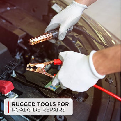 Thrive Emergency Car Kits for Vehicles - Roadside Emergency Car Kit (104 Pieces) - Car Kits for Emergency - Roadside Car Kit with Jumper Cables and Mini First Aid Kit - Gray Bag