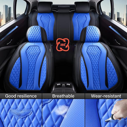 Coverado Automotive Seat Covers Front Seats, Seat Covers 2 Pack, Blue Car Seat Cover, Waterproof Auto Seat Covers, Car Seat Cushion, Front Car Seat Covers Leather Car Seat Protector Fit for Most Cars
