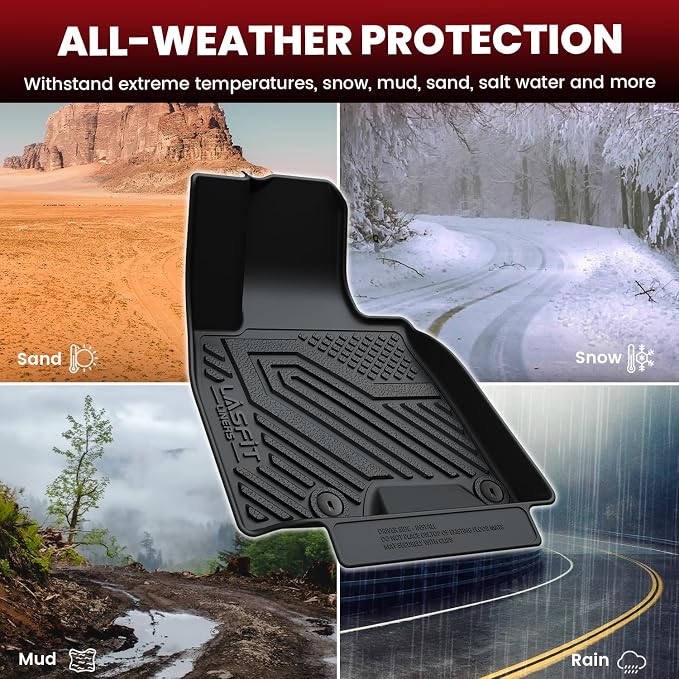 LASFIT Floor Mats & Cargo Mat for Genesis GV80 2021-2024(Fit 5 Seats; Not fit G80), TPE All Weather Protection Custom Fit 1st & 2nd Row Rubber Floor Liners for GV80 Automotive Accessories, Black