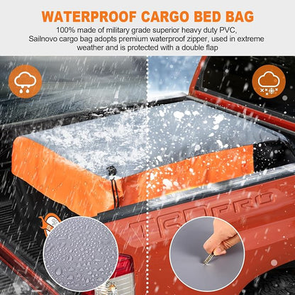 Sailnovo Truck Bed Cargo Bag, 38 Cubic ft Waterproof Cargo Bag for Truck Bed, Heavy Duty PVC Truck Cargo Bag Fits Any Truck Size with 6 Stretch Cord, Packing Bag (59''x48''x23'')