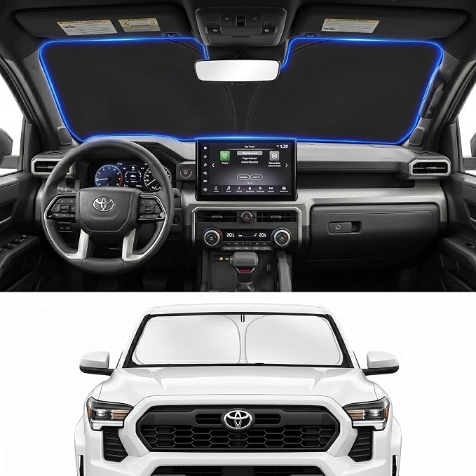 Custom Fit Windshield Sun Shade for Toyota 4Runner 2010-2026 | Custom Fit Windshield Cover, Blocks UV Rays, Double-Layer Heat Shield, Durable Frame, Easy Fold & Storage