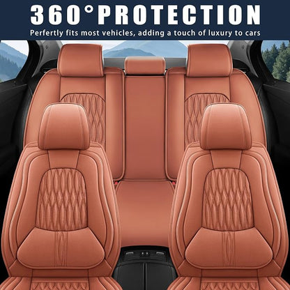 WELLDO Car Seat Covers, 5 Seats, Brown | Waterproof, Scratch-Resistant, Breathable & Easy to Clean, Universal Fit for SUV Sedan Truck, Full Set