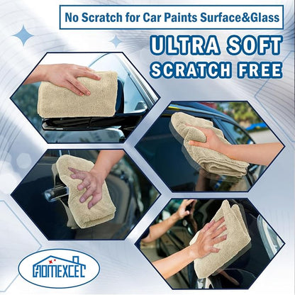 HOMEXCEL Professional Large Microfiber Car Drying Towels 2 Pack, Lint Free, Scratch Free, Highly Absorbent Drying Towel for Cars, SUVs, RVs, Trucks, and Boats,31" x 24",Brown