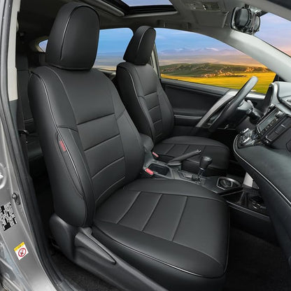Lolcar Rav4 Seat Covers Custom Fit for Toyota Rav4 LE(NOT for Hybrid) 2013 2014 2015 2016 2017 2018,Leather Car Seat Cover for Trucks SUV Full Set,Faux Leather (Black)