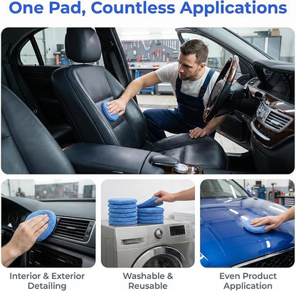 Fasmov Microfiber Applicator Pads Wax Applicator, 20 Pack Foam Applicator Pads Car Wash Sponge, Buffing & Detail Polishing Foam Pads for Car Cleaning and Fine Polishing (5" Diameter, Blue)