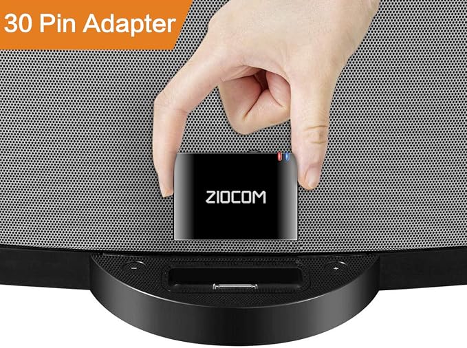 ZIOCOM 30 Pin Bluetooth Adapter Receiver for Bose iPod iPhone SoundDock and Other 30 pin Dock Speakers with 3.5mm Aux Cable(Not for Car and Motorcycles)