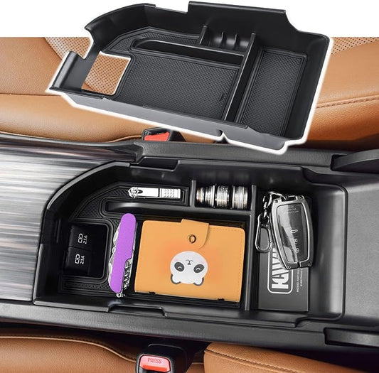 HGWEI Center Console Organizer Compatible with Toyota Camry XLE XSE 2018-2023 2024 and Camry LE SE 2020 2021 2022 2023 2024, Armrest Insert Tray Accessories Storage Box, Fit 2 USB Ports, Black Trim