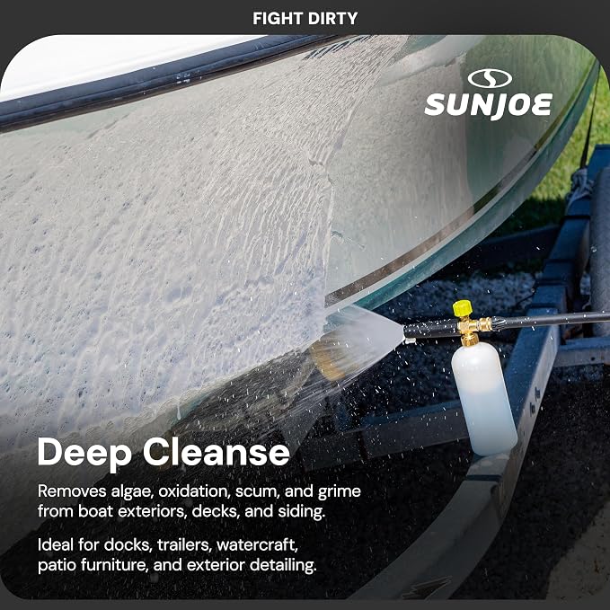Sun Joe All-Purpose Boat Wash Cleaner for Pressure Washer, Concentrate Formula, Citrus Scent, 1 Gallon - Marine Cleaning Solution for Metal, Wood, Fiberglass, and Exterior Surfaces, SPX-APBW1G