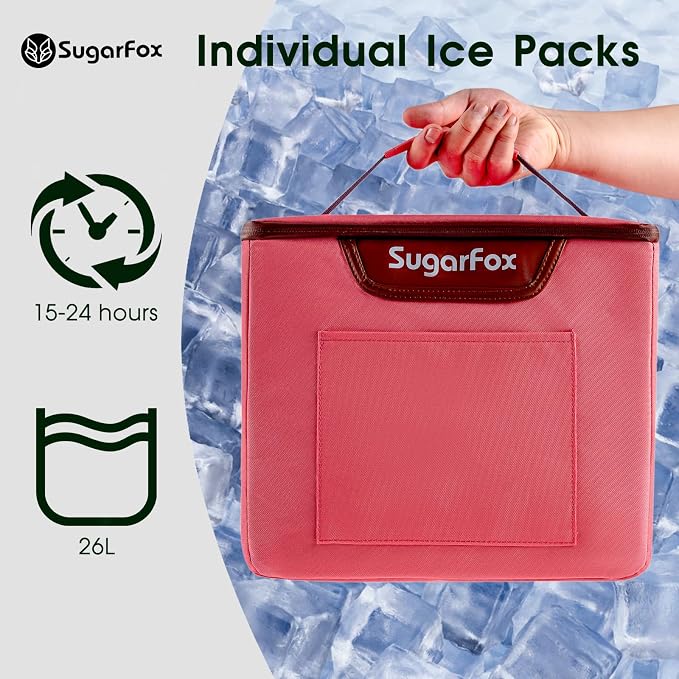 SugarFox Car Trunk Organizer for SUV, Heavy Duty Waterproof Trunk Organizer, Foldable Collapsible Car Organizer with Cooler, Multi-Compartment Large Trunk Organizer (95L), Pink-M003