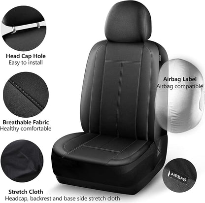 HChengkikz Car Seat Covers Front Seat, Waterproof Neoprene Car Seat Covers, Car Seat Covers Airbag Compatible, Universal Automotive Comfort for Most Cars, Trucks, SUVs (Black)