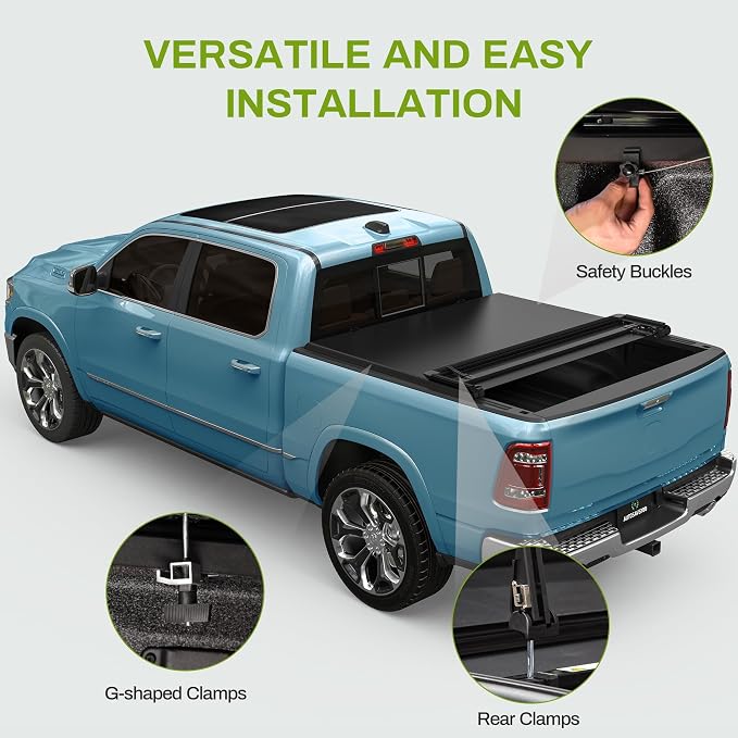 AUTOSAVER88 Soft Quad-fold Truck Bed Tonneau Cover Compatible with 2015-2026 Ford F-150 F150 (Excl. Raptor Series) 6.5ft Bed