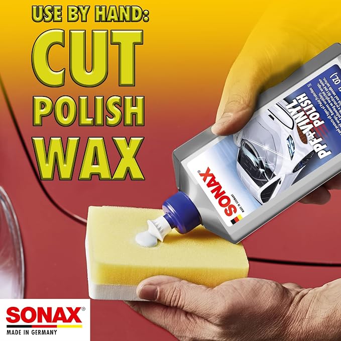 SONAX Application Sponge 417300 | Dual-Sided Detailing Applicator for Wax, Sealant, Polish & Tire Gel | Durable Foam with Ergonomic Grip | Ideal for Paint, Trim, Rubber & Plastics | 4” x 5”