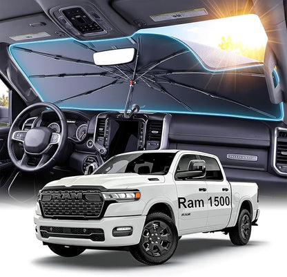 Car Windshield Sun Shade Umbrella [2026 Ice Shield] Custom Fit: Sienna, Pacifica, RAM 1500/2500/3500 & More Full-Size Truck/Van Car Accessories, Anti-Scratch Max Cool Interior Protector