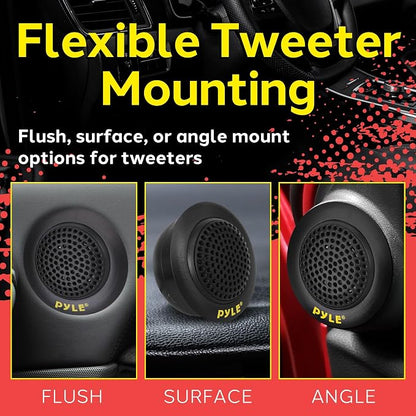 Pyle 2 Way Custom Component Speaker System-6.5” 400 Watt,with Electroplated Plastic Basket,Butyl Rubber Surround&40 Oz Magnet Structure-Wire Installation Hardware Set Included-PLG6C,Yellow (Pack of 4)