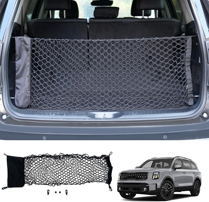 Cargo Net Compatible with 2020-2025 Kia Telluride Truck Bed Cargo Net 2.89'×1.05' Double Layer Envelope Style Dense Mesh Trunk Organizer for 2024 Telluride Exterior Accessories