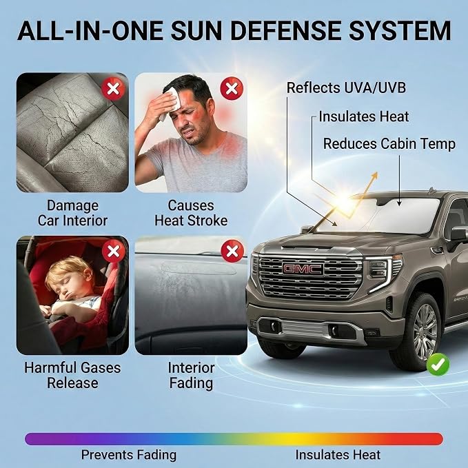 for Jeep Compass Sun Shade Windshield Cover - Custom Fit Compass Accessories 2017-2024 2025 Sunshade Foldable UV Protection & Heat Shield Sun Visor Accessories