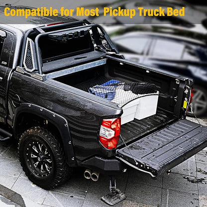 Cargo Net for Pickup Truck Bed, Trucks Cargo Net Mesh Organizer, 4'x4' Stretch to 7'x7' Highly Elastic Truck Bed Net for Camping, Trip Luggage, Compatible with Trailer, Ford, Chevrolet, Dodge