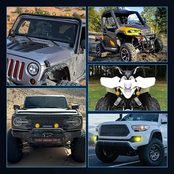 ACEC SHOP Amber Round LED Pods 2PCS 54W 3.5 Inch Yellow Pod Lights Round LED Offroad Light Flood Light Bars Yellow Fog Lights for Wrangler Truck Tacoma SUV UTV ATV