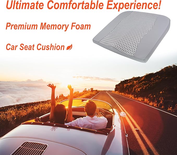 Lofty Aim Car Seat Cushion, Comfort Memory Foam Car Cushions for Driving - Sciatica & Lower Back Pain Relief, Driver Seat Pillow for Auto, Office Chair, Wheelchair - 4D Mesh Gray