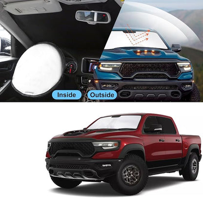 TINGLU Sun Shade for Dodge RAM ProMaster 2014-2025 2026 Accessories Windshield Sun Shade Window Shade UV Rays Protection Sun Visor Cover with Steering Wheel Sunshade Storage Bag