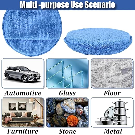 FONAROLL Microfiber Wax Applicator Pads, Car Wax Applicator with Finger Pocket, Buffing & Detail Polishing Foam Pads for Car Cleaning and Fine Polishing (5 inch, 6 Pack)