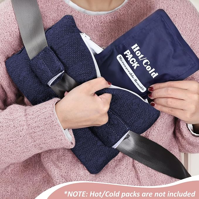 Seat Belt Pillow Post Surgery, Chemo Port Pillow for Seatbelt Chest Protector Chemo Patients Pacemaker Heart Surgery Recovery Support Cushion Gifts for Women with Insert Ice Pockets