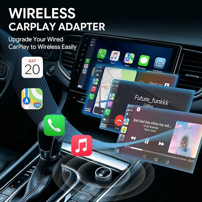 Wireless CarPlay & Android Auto Adapter, 2026 Upgraded 2-in-1 Wireless CarPlay Adapter, Mini Plug & Play, Fast Auto-Connect & No Latency, Easy Setup, Wide Vehicle Compatibility USB & USB-C Port