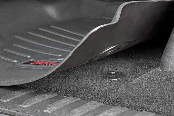 Rough Country All Weather Front Floor Mats for Chevy Silverado & GMC Sierra 1500/2500HD/3500HD (2007-2013) - Non-Slip Waterproof Flexible Floor Armor