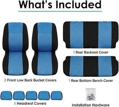 FH Group Car Seat Covers Trendy Elegance Blue Full Set Automotive Seat Covers, Airbag and Split Rear Combo Non-Slip Dash Grip Pad Universal Fit Interior Accessories Cars Trucks SUV Car Accessories