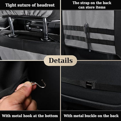 Coverado Car Seat Covers Front, Canvas Universal Seat Covers for Cars, 2-Pack Car Seat Cushions, Auto Seats Protectors for Kids & Dogs, Driver Seat Covers Fit for Most Vehicles Trucks SUVs/Gray