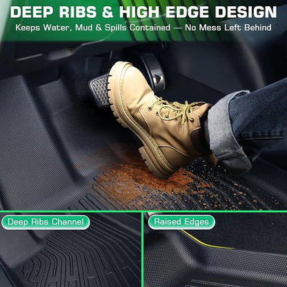 Floor Mats for Chevy Traverse 2007-2017 | 2008-2017 Buick Enclave | 2007-2017 GMC Acadia | 2007-2010 Saturn Outlook All Weather Custom Fit TPE Floor Liners for Traverse 1st, 2nd and 3rd Row