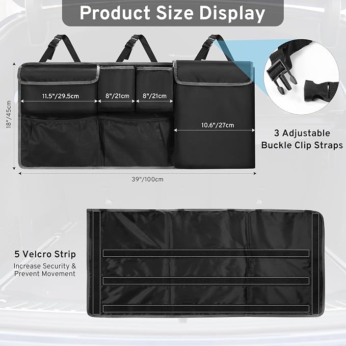 XHRING Car Trunk Organizer Storage Backseat Hanging Organizer Bag for Ford Bronco/Bronco Sport Escape Explorer Edge Expedition Ecosport 2/4 Door Sport Base Limited XL XLT SUV Accessories 2000-2026