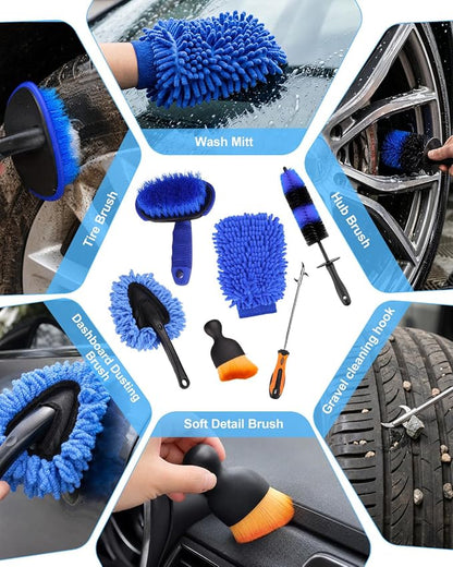 Car Detailing Kit 40PCS, Car Cleaning Kit with Detailing Brush Set, Car Wash Kit Interior Exterior Wheels Tire Tools, Auto Detailing Supplies with Bucket Towels Drill Brushes Storage Bag