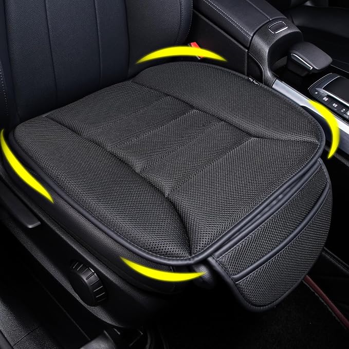 Lofty Aim Premium Car Seat Cushion, Driver Cushion with Comfort Memory Foam & Non-Slip Rubber Bottom, Car Seat Pad Works with 95% of Vehicles and Office Chair or Home (4D Mesh - Black)