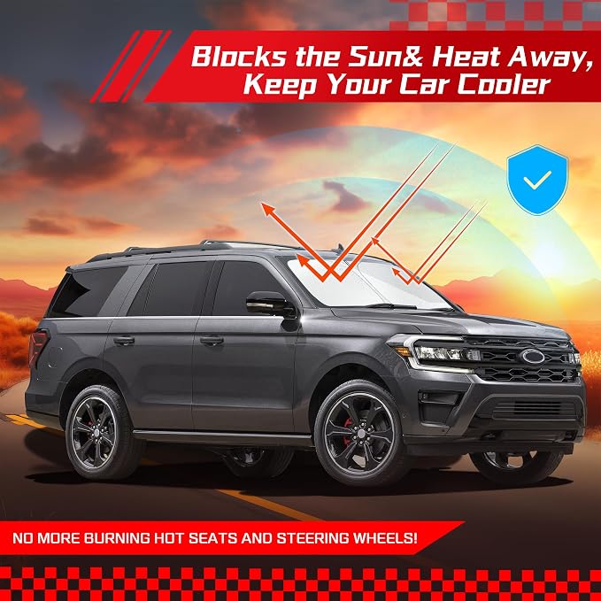 ARISMOTOR Windshield Sun Shade for Ford Expedition 2018-2025, Custom Fit Foldable Front Window Sunshade Sun Visor Protector, Block UV Rays Keep Your Car Cooler