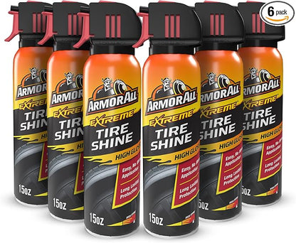 Armor All Extreme Tire Shine Spray, 15 fl oz Bottle, Convenient No-Mess Tire Spray That Conditions, Preserves and Protects