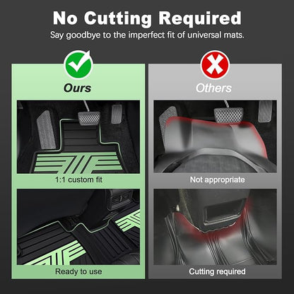 Floor Mats Fit for Honda CR-V 2026 2025 2024 2023 (Gasoline & Hybrid), All Weather Custom Fit Heavy Duty Anti-Slip Car Mats for CRV, 1st & 2nd Row Black & Green