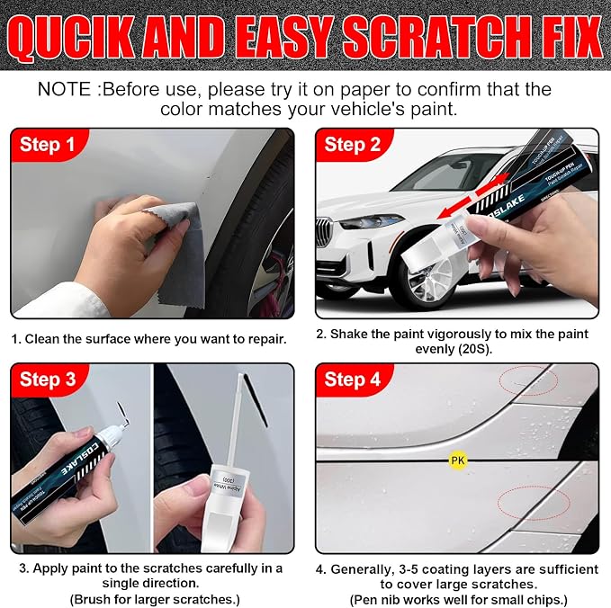 Car Touch Up Paint(Alpine White(300)) for BMW, Car Paint Scratch Repair Kit, Quick & Easy Solution to Repair, 2 in 1 Scratch Remover Pen with Color-Matched