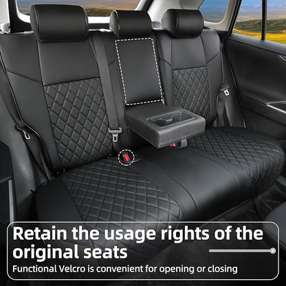 Lolcar Rav4 Seat Covers Custom Fit for Toyota Rav4 (for Hybrid) 2019-2025 LE,XLE,XLE Premium,Limited,Woodland Edition, Leather Truck Seat Cover Full Set for SUV,Faux Leather(Grid Black)