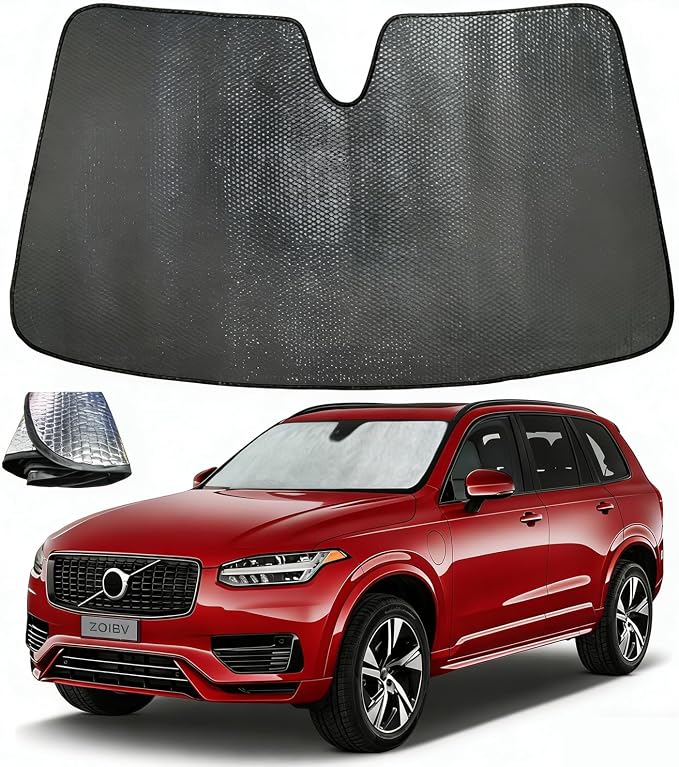 Car Windshield Sun Shade for 2016-2024 2025 2026 Volvo XC90, 5-Layer Bubble Foldable Thicken Front Window Sunshade Sun Visor Protection Accessories - Blocks Heat & UV Rays Keep Car Cooler