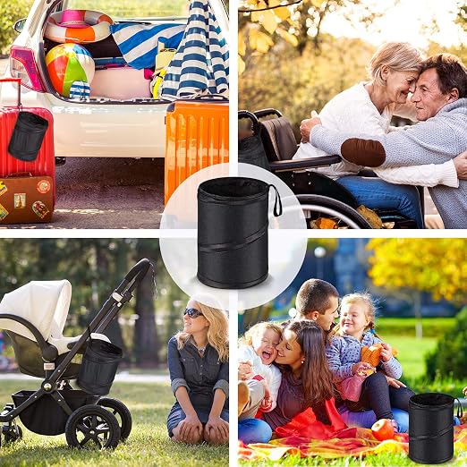 Boao Car Trash Can Bag Car Garbage Holder Container Traveling Portable Garbage Bin Collapsible Pop up Water Proof Bag Waste Rubbish Bucket for Cars (1 Piece)