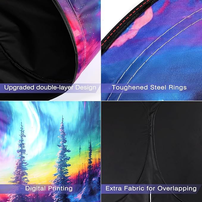 Windshield Sun Shade - Windshield Sun Shade Foldable, Car Sun Shade Windshield Keeps Interior Cool, Foldable Sunshade for Car Windshield with Storage Bag for Cars, SUVs, 55'' x 32''