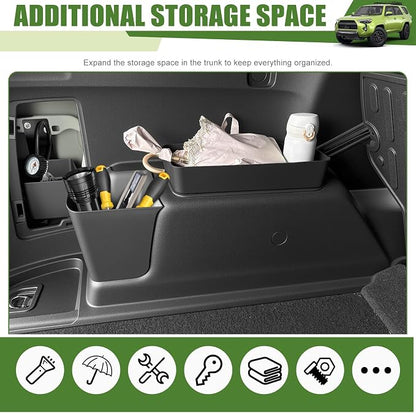 Trunk Organizer for 2010-2024 Toyota 4Runner 5-Seat 2nd Row(NOT Fit 7-Seat 3rd Row), Rear Trunk Storage Box Bin Cargo Tray for 10-24 4 Runner Interior Accessories(4Pcs Trunk Organizer)