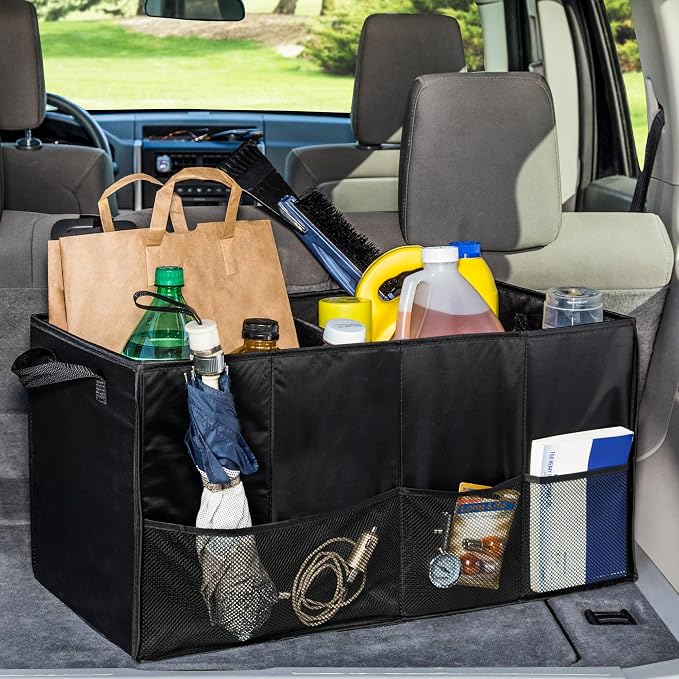 Honey-Can-Do SFT-01166 Soft Storage Chest, Black Folding Car Trunk Organizer