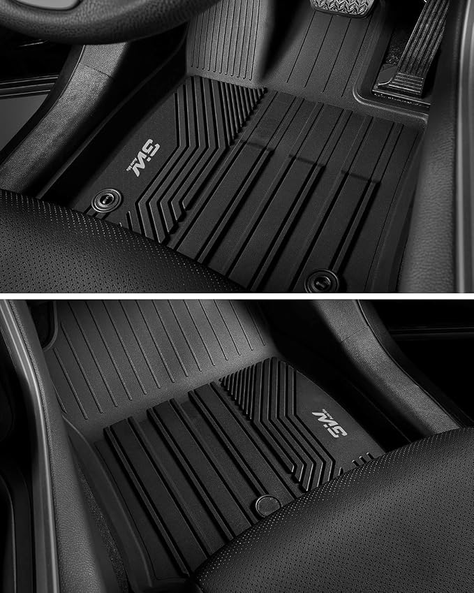 3W Floor Mats for Toyota Tundra 2014-2021 (Only for CrewMax Cab), TPE All Weather Custom Fit Floor Liner for Tundra Accessories SR5/TRD/Limited 1st and 2nd Row Full Set Car Mats Easy Clean, Black