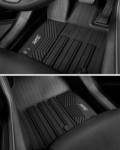 3W Floor Mats for Toyota Tundra 2014-2021 (Only for CrewMax Cab), TPE All Weather Custom Fit Floor Liner for Tundra Accessories SR5/TRD/Limited 1st and 2nd Row Full Set Car Mats Easy Clean, Black